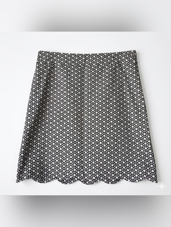 Talbots Dresses & Skirts - NWOT Talbots Black & White Geometric Scallop-Hem Skirt Size 6